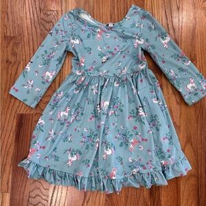 Unicorn And Animals Soft Long Sleeve Kids Dress sz 5